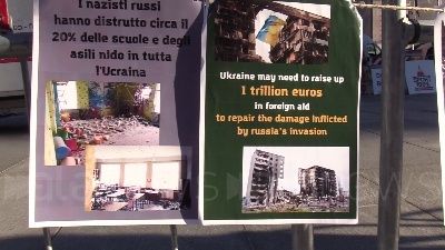 Scene from Ucraina, la piazza di Torino contro Milano e Roma per chiedere invio armi