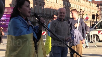 Scene from Ucraina, la piazza di Torino contro Milano e Roma per chiedere invio armi