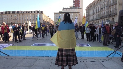 Scene from Ucraina, la piazza di Torino contro Milano e Roma per chiedere invio armi