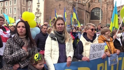 Scene from Ucraina, corteo sfila per le strade di Roma
