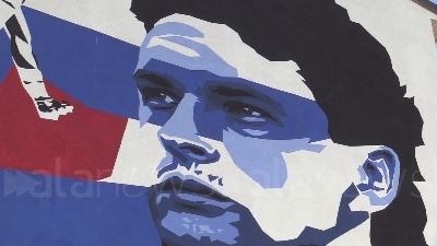 Scene from Roberto Baggio, a Milano spunta un murales dedicato al 'Divin Codino'
