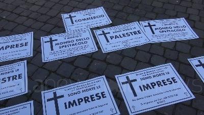 Scene from Mondo dell'ospitalità in protesta a Roma: "Non abbiamo certezze"