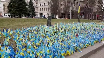 Scene from Ucraina, per le strade e le piazze di Kiev a un anno dallo scoppio della guerra - FOOTAGE