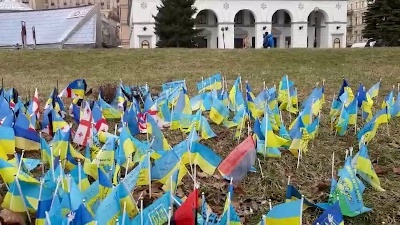 Scene from Ucraina, per le strade e le piazze di Kiev a un anno dallo scoppio della guerra - FOOTAGE
