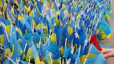 Scene from Ucraina, per le strade e le piazze di Kiev a un anno dallo scoppio della guerra - FOOTAGE