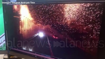 Scene from Incendio sul ponte fra Crimea e Russia, Putin ordina un'inchiesta
