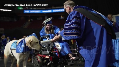Scene from Usa, accompagna la sua padrona a tutte le lezioni: cane guida riceve la laurea