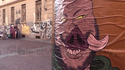 Scene from Torino, Salvini diventa cinghiale in finti manifesti