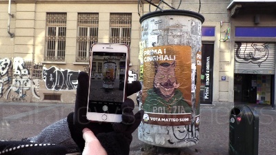 Scene from Torino, Salvini diventa cinghiale in finti manifesti