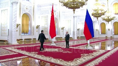 Scene from Mosca, Xi Jinping al Cremlino per l'incontro con Putin