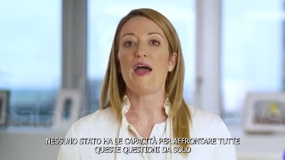 Scene from 2023: Il messaggio della presidente del Parlamento europeo ai cittadini Ue