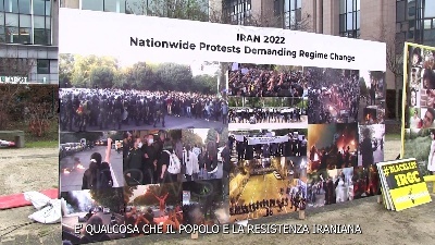 Scene from Iran: manifestanti a Bruxelles chiedono riconoscimento IRGC come organizzazione terroristica
