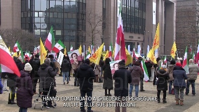 Scene from Iran: manifestanti a Bruxelles chiedono riconoscimento IRGC come organizzazione terroristica