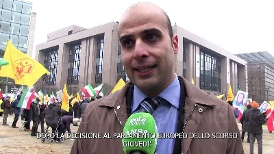 Scene from Iran: manifestanti a Bruxelles chiedono riconoscimento IRGC come organizzazione terroristica
