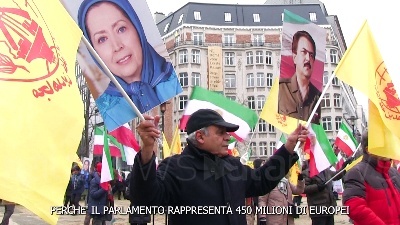 Scene from Iran: manifestanti a Bruxelles chiedono riconoscimento IRGC come organizzazione terroristica