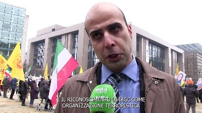 Scene from Iran: manifestanti a Bruxelles chiedono riconoscimento IRGC come organizzazione terroristica