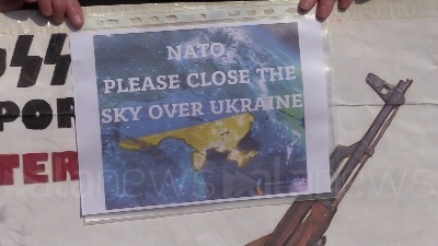 Scene from 'No fly zone': a Roma manifestazione comunità ucraina
