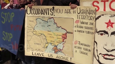 Scene from 'No fly zone': a Roma manifestazione comunità ucraina