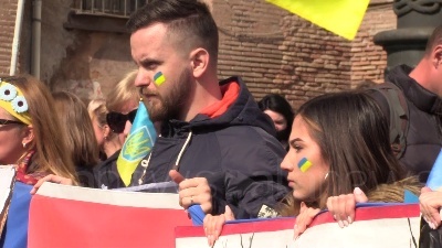 Scene from 'No fly zone': a Roma manifestazione comunità ucraina