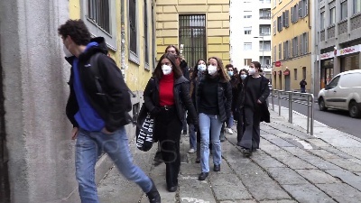 Scene from Milano, studenti occupato il cortile del liceo classico Tito Livio