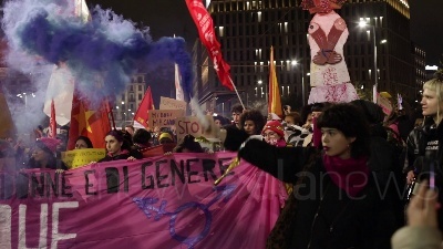Scene from Milano, corteo 'Non una di meno' in occasione dell'8 marzo
