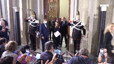 Scene from Governo, la nuova premier Meloni legge la lista dei ministri