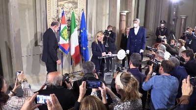 Scene from Governo, la nuova premier Meloni legge la lista dei ministri