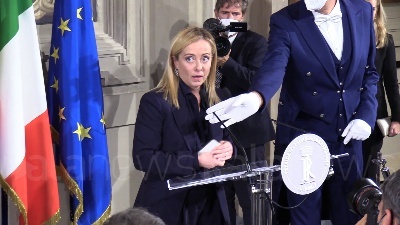 Scene from Governo, la nuova premier Meloni legge la lista dei ministri