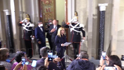Scene from Governo, la nuova premier Meloni legge la lista dei ministri
