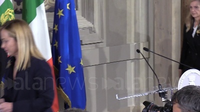 Scene from Governo, la nuova premier Meloni legge la lista dei ministri