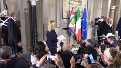 Scene from Governo, la nuova premier Meloni legge la lista dei ministri
