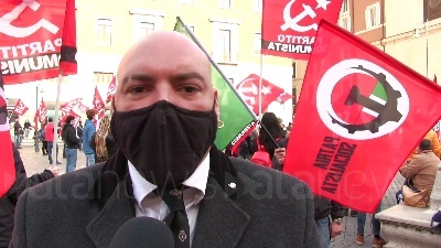 Scene from Il Partito Comunista è sceso in piazza per manifestare contro il governo Draghi