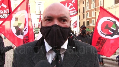 Scene from Il Partito Comunista è sceso in piazza per manifestare contro il governo Draghi