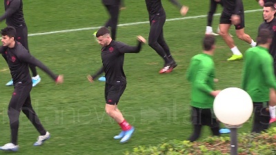 Scene from Europa League, la Roma si allena alla vigilia del match col Gent