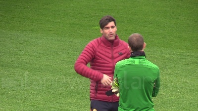 Scene from Europa League, la Roma si allena alla vigilia del match col Gent