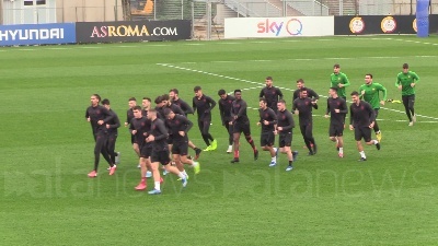 Scene from Europa League, la Roma si allena alla vigilia del match col Gent