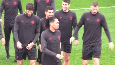 Scene from Europa League, la Roma si allena alla vigilia del match col Gent