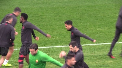 Scene from Europa League, la Roma si allena alla vigilia del match col Gent