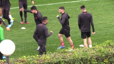 Scene from Europa League, la Roma si allena alla vigilia del match col Gent