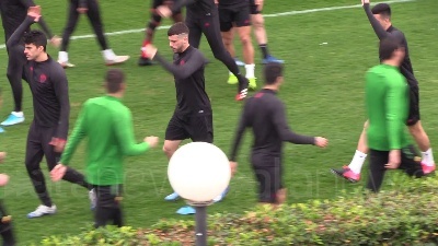 Scene from Europa League, la Roma si allena alla vigilia del match col Gent