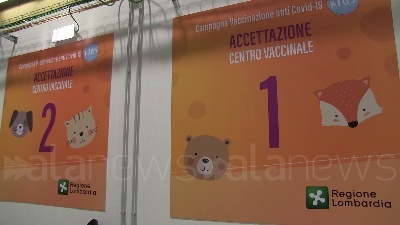 Scene from Vaccini Bambini: pronto l'hub Fiera Milano tra sale cinema, clown e le mascotte di Gardalnd