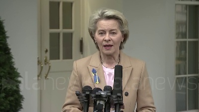 Scene from Ue-Usa, incontro bilaterale Von der Leyen-Biden