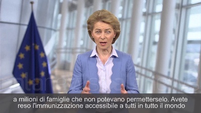 Scene from Coronavirus, von der Leyen: "Da Commissione, 300mln di euro a Gavi"