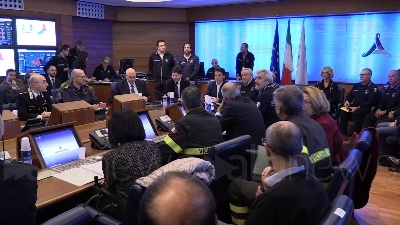Scene from Coronavirus, Conte alla Protezione Civile: le immagini dal Comitato operativo