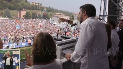 Scene from Pontida, Salvini: "Noi sfideremo i traditori chiusi nei palazzi"