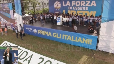 Scene from Pontida, Salvini: "Noi sfideremo i traditori chiusi nei palazzi"