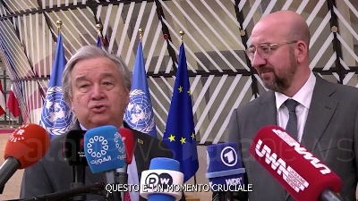 Scene from Summit Ue, Il segretario generale delle Nazioni Unite a Bruxelles