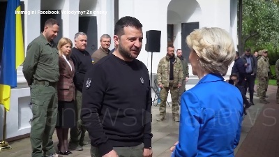 Scene from Giornata dell'Europa, Von der Leyen incontra Zelensky a Kiev