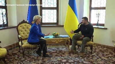 Scene from Giornata dell'Europa, Von der Leyen incontra Zelensky a Kiev