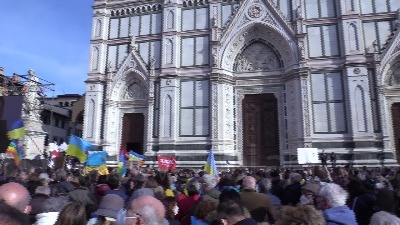Scene from Ucraina, Zelensky alla manifestazione di Firenze: "Stare insieme all'Ue è importante per noi"